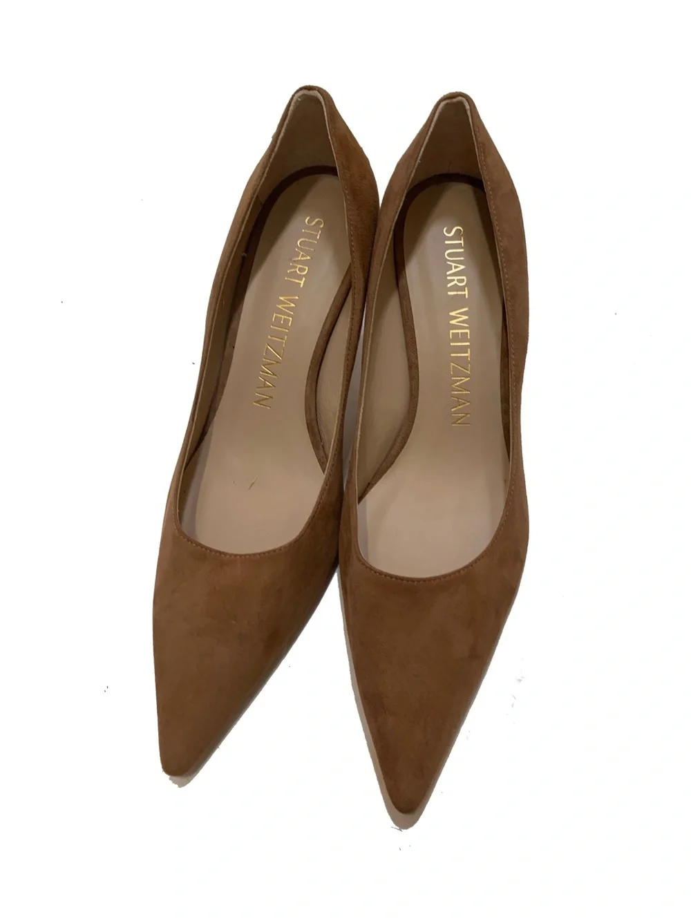 Stuart Weitzman Chestnut Suede Pointed-Toe Pumps